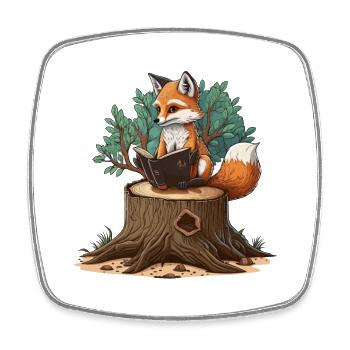 Buchhafter Fuchs - Viereckiger Kühlschrankmagnet - Weiß - Vorne