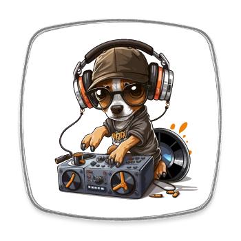 DJ Woof - Viereckiger Kühlschrankmagnet - Weiß - Vorne