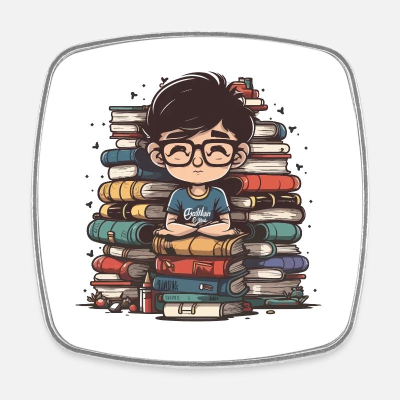 Bibliophile - Magnet carré - blanc