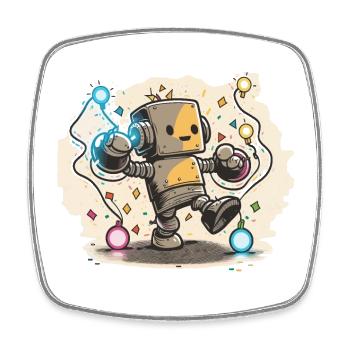 Robo-Rave - Magnet carré - blanc - Devant