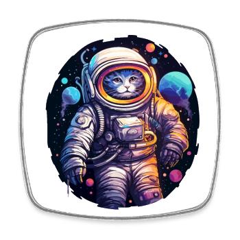 Univers des astronautes de l’espace Cat - Magnet carré - blanc - Devant
