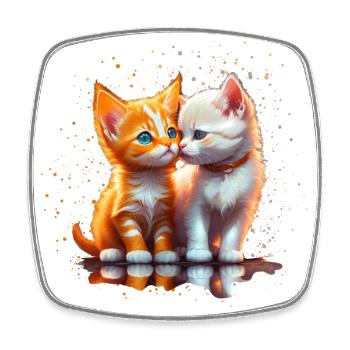 Kittens in love - Square fridge magnet - white - Front