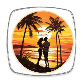 Beach, Island, Sea, Sunset - Square fridge magnet - white - Front