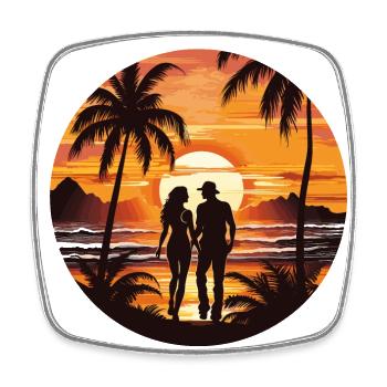 Beach Sunset - Square fridge magnet - white - Front