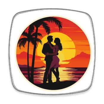 Sonnenuntergang Paar Strand - Viereckiger Kühlschrankmagnet - Weiß - Vorne