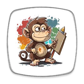 Monkey Artist - Square fridge magnet - white - Front