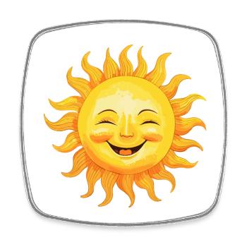 Sonne Lächelnd - Freudiger Sonnenschein - Viereckiger Kühlschrankmagnet - Weiß - Vorne