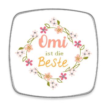 Omi ist die Beste! Floral, personalisierbar - Viereckiger Kühlschrankmagnet - Weiß - Vorne