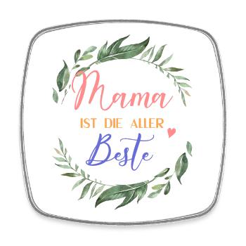 Mama ist die Beste! Floral, personalisierbar - Viereckiger Kühlschrankmagnet - Weiß - Vorne
