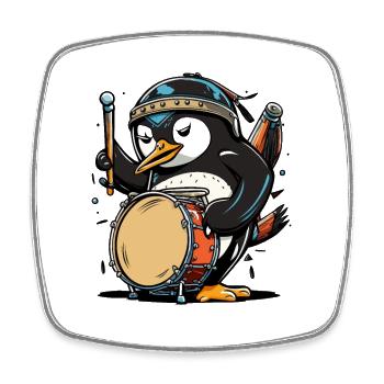 Batteur Penguin - Magnet carré - blanc - Devant