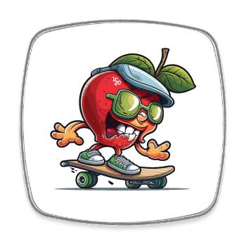 Apple Skater - Square fridge magnet - white - Front