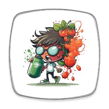 Tomaten-Melodien - Viereckiger Kühlschrankmagnet - Weiß - Vorne
