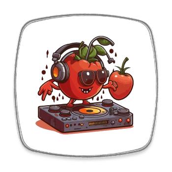 Tomate Arriver - Magnet carré - blanc - Devant