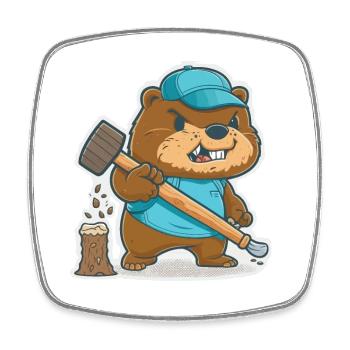 Beavers Build - Square fridge magnet - white - Front