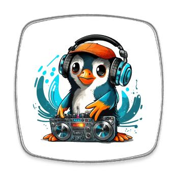 Pinguin-Party - Viereckiger Kühlschrankmagnet - Weiß - Vorne