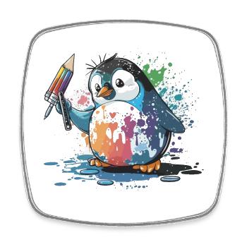 Penguin Palette - Square fridge magnet - white - Front