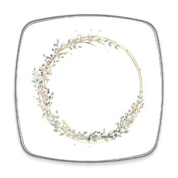 Kreis Elegant Eukalyptus personalisierbar - Viereckiger Kühlschrankmagnet - Weiß - Vorne