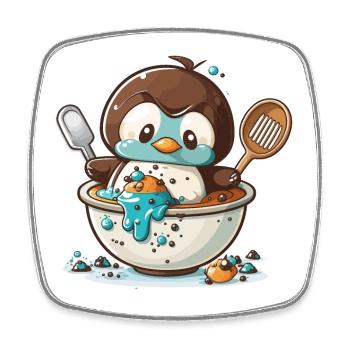 Penguin Pastry - Square fridge magnet - white - Front