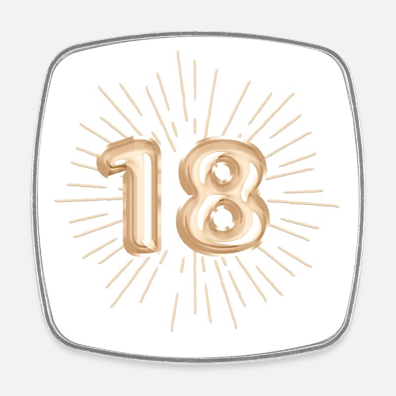 Number 18, gold, customizable - Square fridge magnet - white