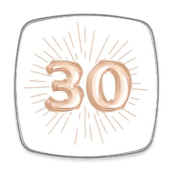 Zahl 30, goldfarbener Print, personalisierbar - Viereckiger Kühlschrankmagnet - Weiß - Vorne