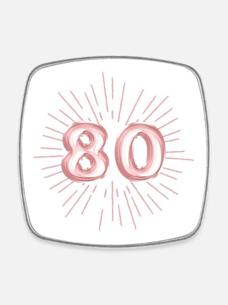 Numéro 80, or rose, personnalisable - Magnet carré - blanc