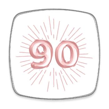 Number 90, rose gold, customisable - Square fridge magnet - white - Front