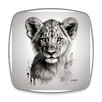 Lion cub art sketch - Square fridge magnet - white - Front