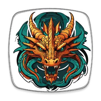 Dragon head sticker design - Square fridge magnet - white - Front