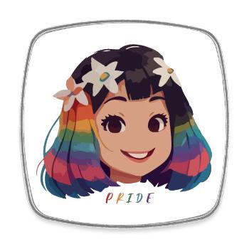 Girl with Rainbow Hair - Square fridge magnet - white - Front