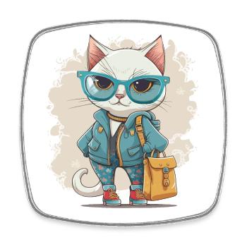 Feline Fashion - Square fridge magnet - white - Front