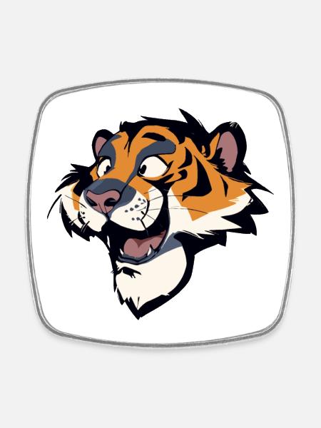 Glücklicher Tiger - Viereckiger Kühlschrankmagnet - Weiß