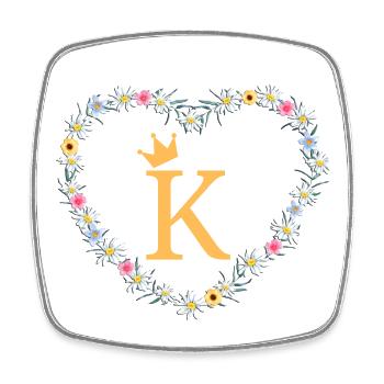 Letter K, Monogram, Heart, Personalizable - Square fridge magnet - white - Front