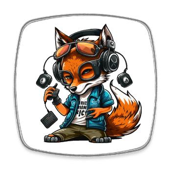 Foxy Beats - Square fridge magnet - white - Front