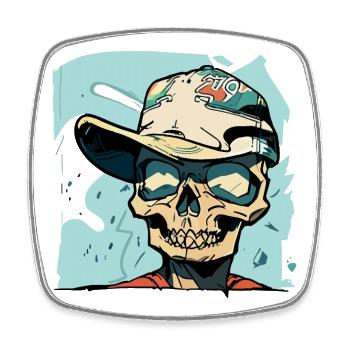 Graffiti Style Skull - Square fridge magnet - white - Front
