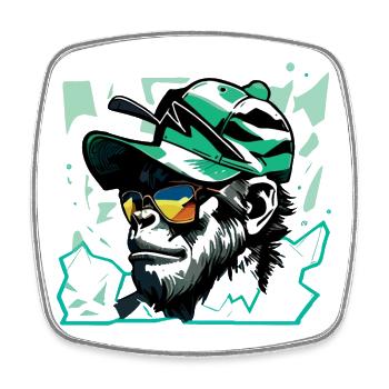 GorillArt - Square fridge magnet - white - Front