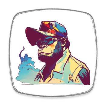 Gorilla with Shades - Square fridge magnet - white - Front