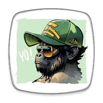 Gorilla YO! - Viereckiger Kühlschrankmagnet - Weiß - Vorne