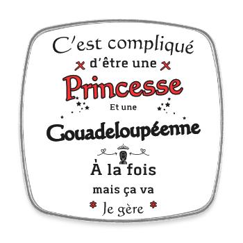 Princesse Et Gouadeloupéenne - Magnet carré - blanc - Devant