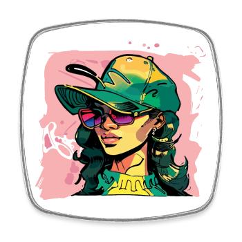 Urban Style Girl - Square fridge magnet - white - Front