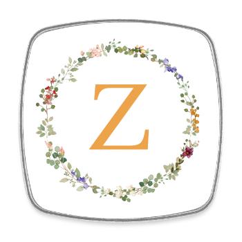 Z Monogram, Floral Wreath Wildflowers - Square fridge magnet - white - Front