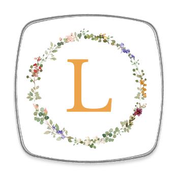 l Monogram, Floral Wreath Wildflowers - Square fridge magnet - white - Front