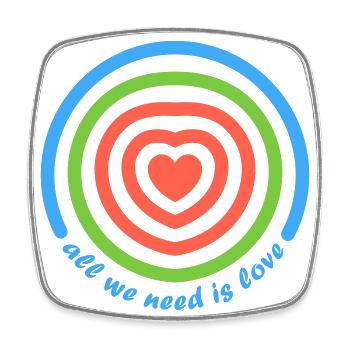 all we need is love, Herz - Square fridge magnet - white - Front