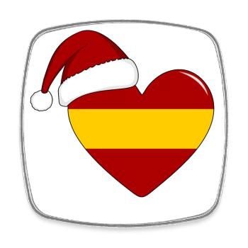 Spanien Flagge Weihnachten Herz - Viereckiger Kühlschrankmagnet - Weiß - Vorne