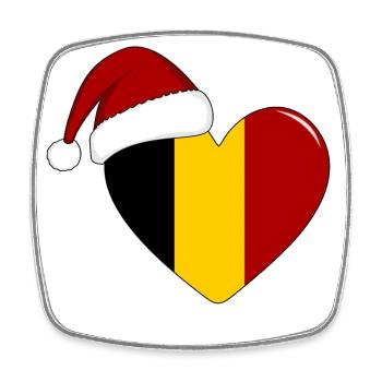 Belgium Flag Christmas Heart - Square fridge magnet - white - Front