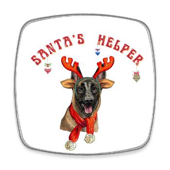 Belgischer Schäferhund Weihnachtsthema - Viereckiger Kühlschrankmagnet - Weiß - Vorne