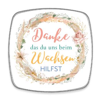 Danke das du uns beim Wachsen hilfst! - Viereckiger Kühlschrankmagnet - Weiß - Vorne