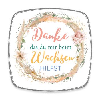 Danke das du mir beim Wachsen hilfst! - Viereckiger Kühlschrankmagnet - Weiß - Vorne