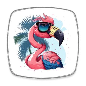 Flamingo Diva - Viereckiger Kühlschrankmagnet - Weiß - Vorne