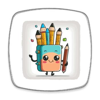 Der Doodler - Viereckiger Kühlschrankmagnet - Weiß - Vorne