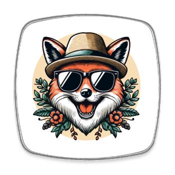 Stylischer Fuchs - Viereckiger Kühlschrankmagnet - Weiß - Vorne